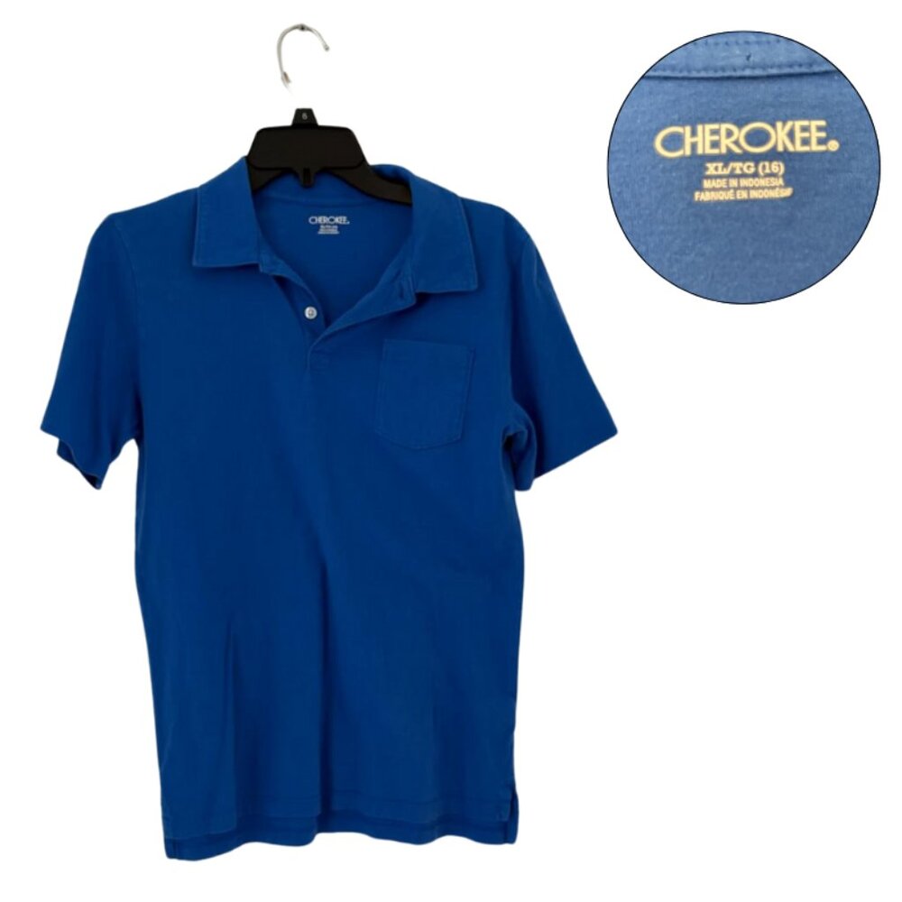 Cherokee Men’s Blue Polo Shirt Size XL Casual Short Sleeve
